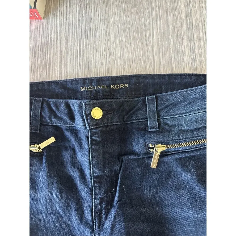 Michael Kors Y2K Izzy Cropped Skinny Jeans Women’s Size 12 Dark Wash Zip Pocket
